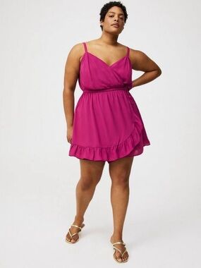 Torrid Pink Surplice Wrap Romper
